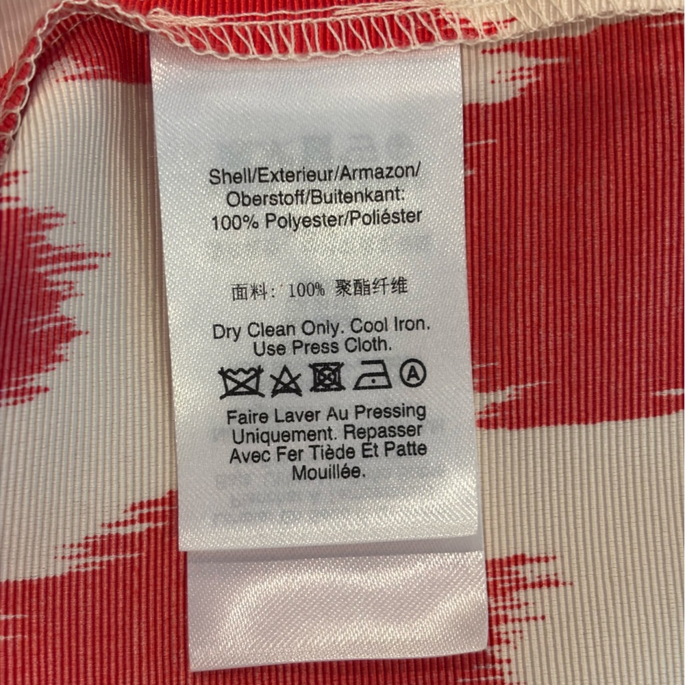 Donna Karan Red and White Patterned Shift Dress - Picture 6 of 6